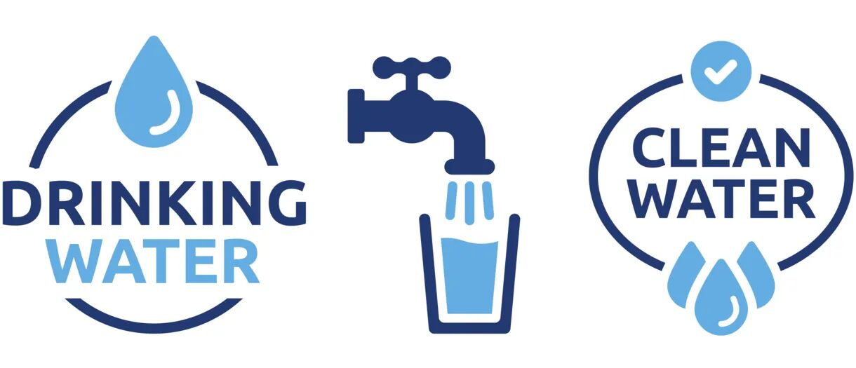Symbolen voor drinkwaterkwaliteit en schoon water.