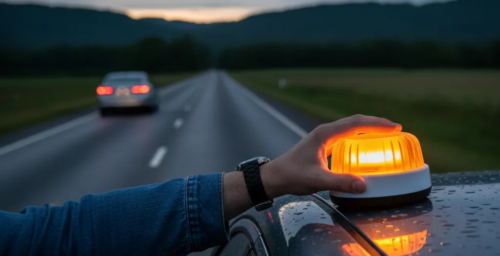 De digitale gevarendriehoek wordt op het dak geplaatst.