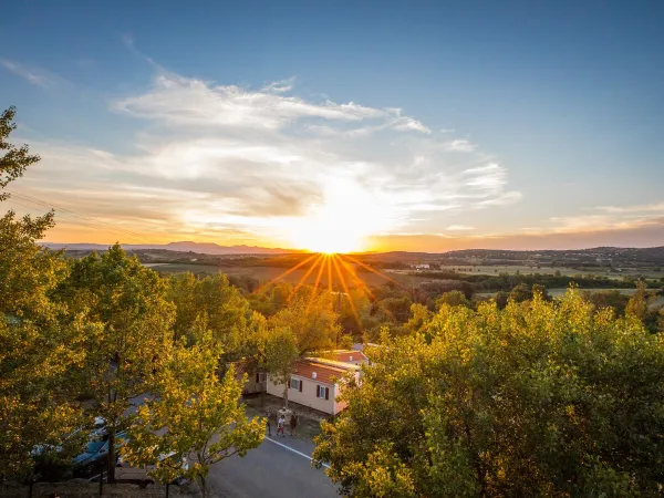 Zonsondergang bij Roan camping Le Pommier.