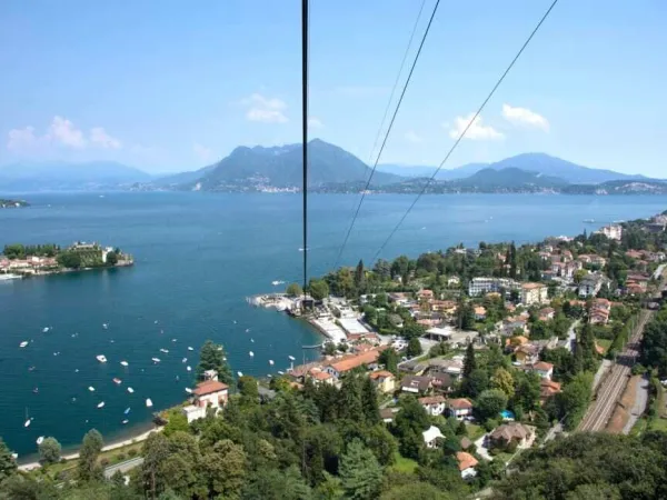 Kabelbaan Mottarone bij Roan camping Lido Verbano.