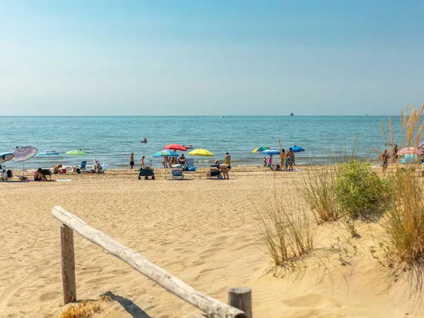 Het strand bij Roan camping Ca'Savio.