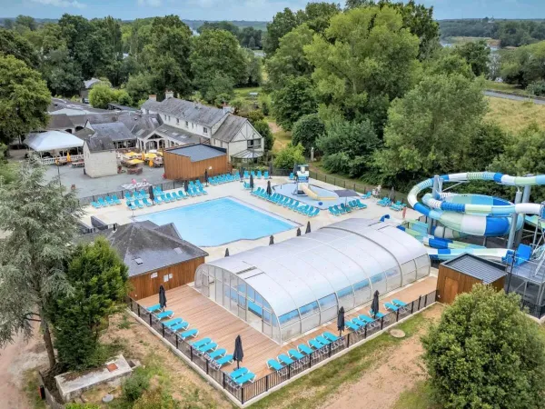 Overzicht waterpark camping Domaine de la Brèche.