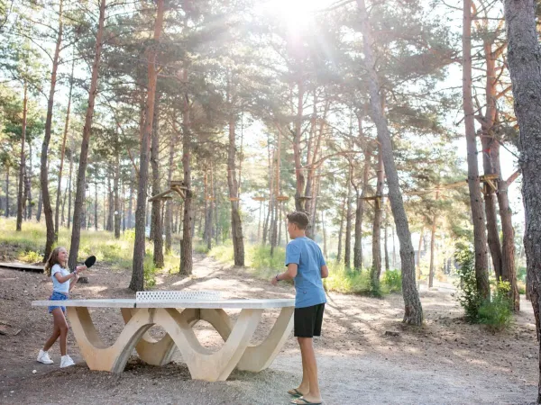 Kinderen tafeltennissen op Roan camping Les Collines de Castellane.