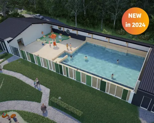 Het nieuwe zwembad op Roan camping Het Genieten.