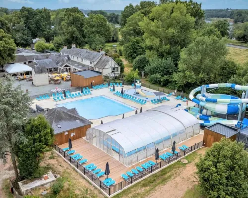 Overzicht waterpark camping Domaine de la Brèche.