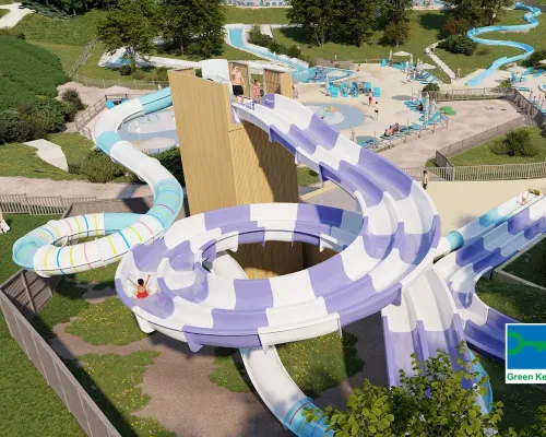 Nieuwe snelle glijbaan en racer glijbaan op Roan camping Le Domaine du Clarys.