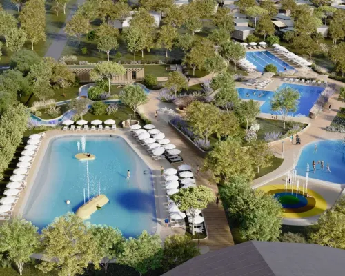 Impressiebeeld van nieuw waterpark in 2026 op camping Tenuta Primero